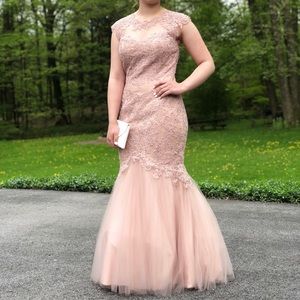 Blush mermaid fit prom gown